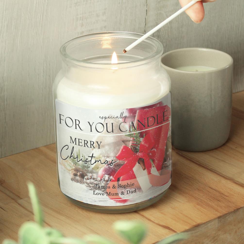Personalised Merry Christmas Large Scented Jar Candle Extra Image 1